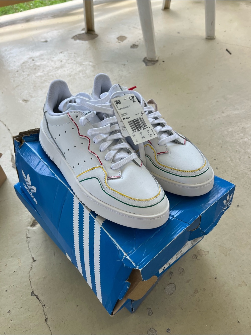 Adidas Men's White Sneakers with Multicolor Stitching